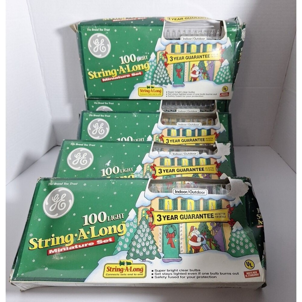 GE 100 Light String-A-Long Miniature Indoor Outdoor  Christmas, Vintage Set Of 5